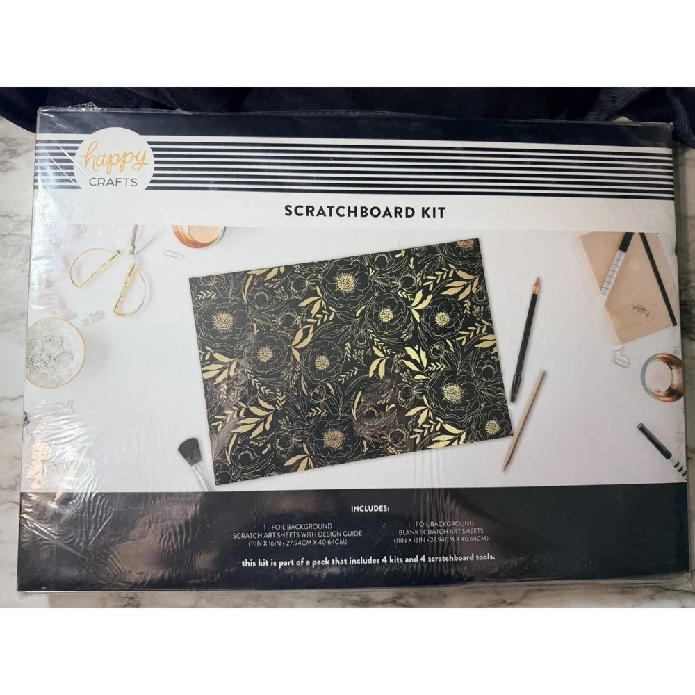 NIP RELAX‎ YOUR MIND W/ HAPPY CRAFTS SCRATCH KIT INCLUDES BOARDS, TOOLS (2887)